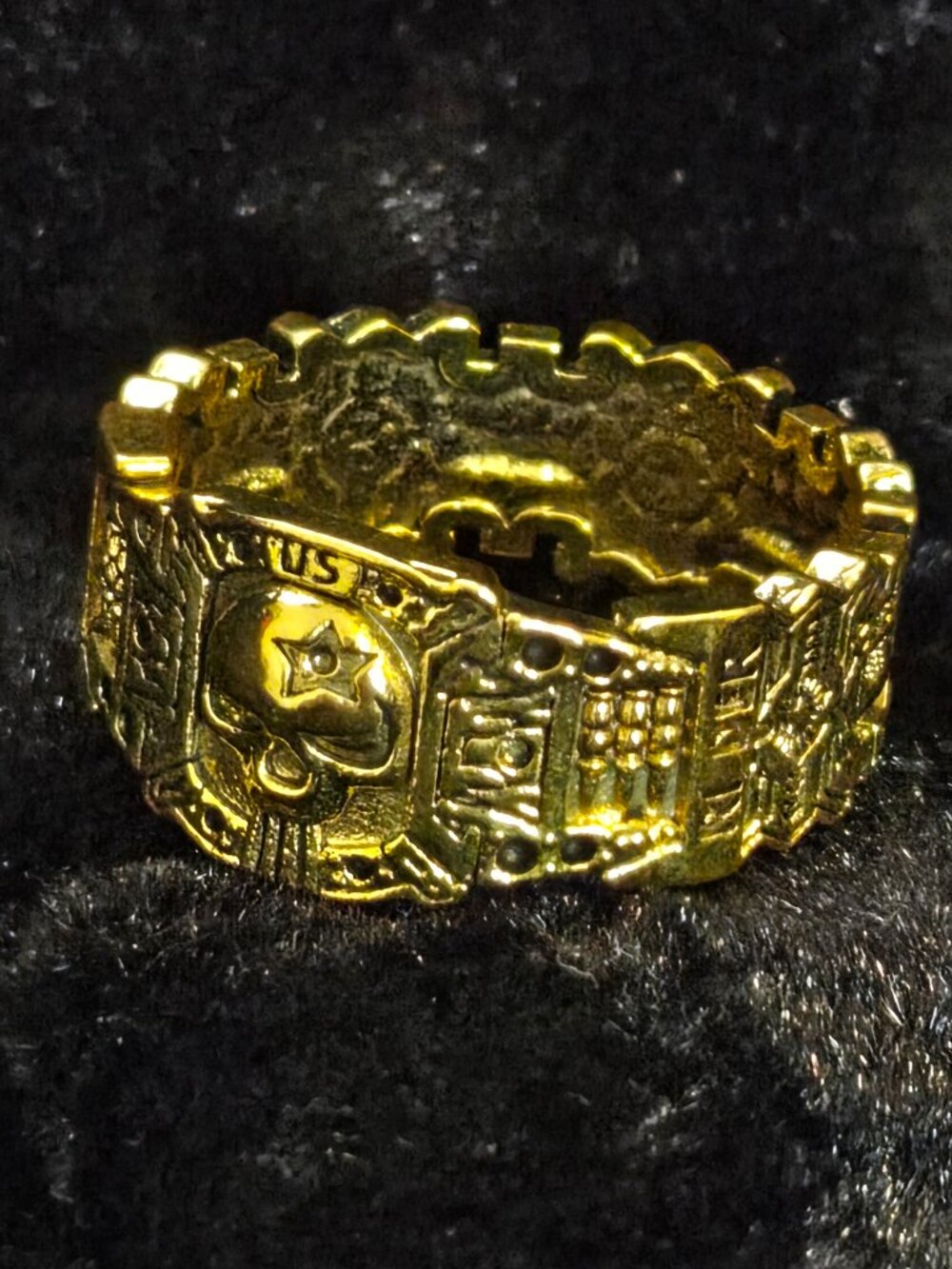 Men's Golden Night Rider Skull Ring Size 10....26013